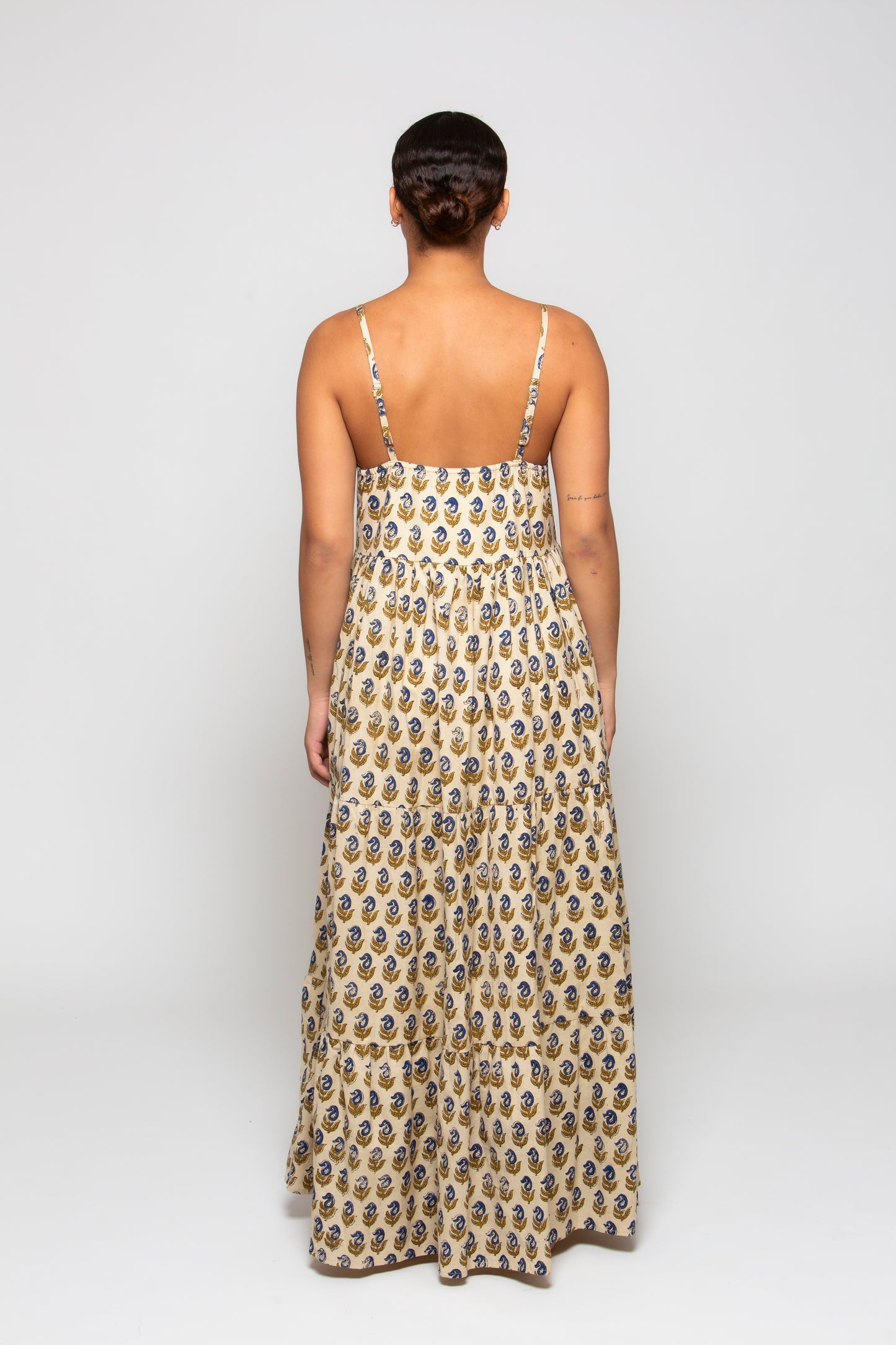 Linen Mae Dress Rustic Olive Block