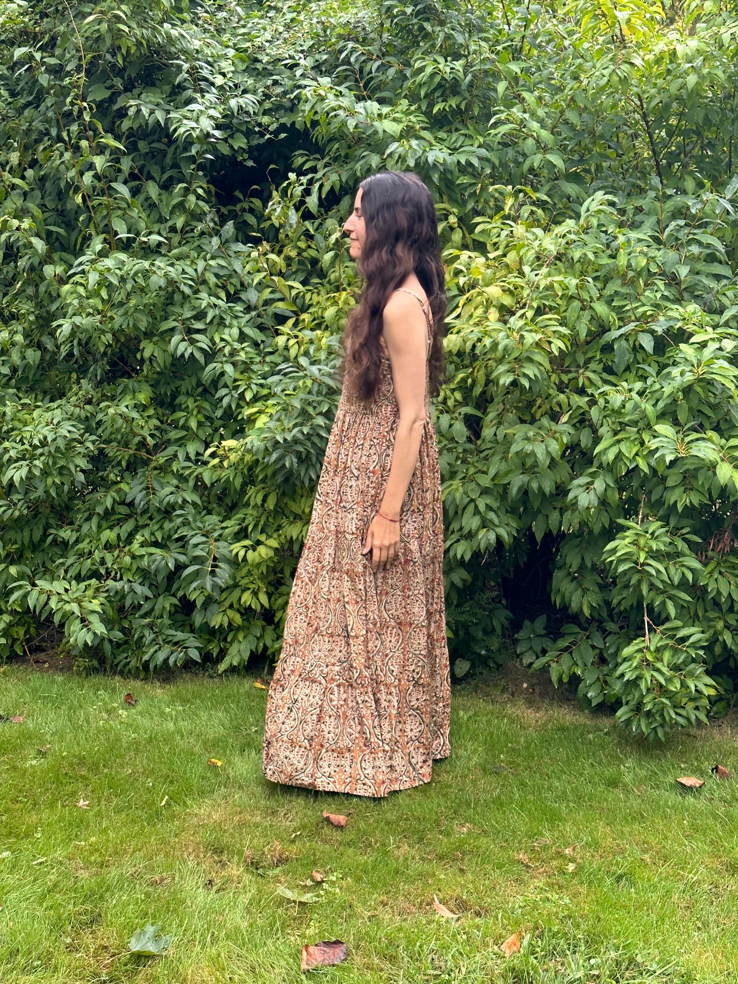 Mae Dress Chestnut Garden Block