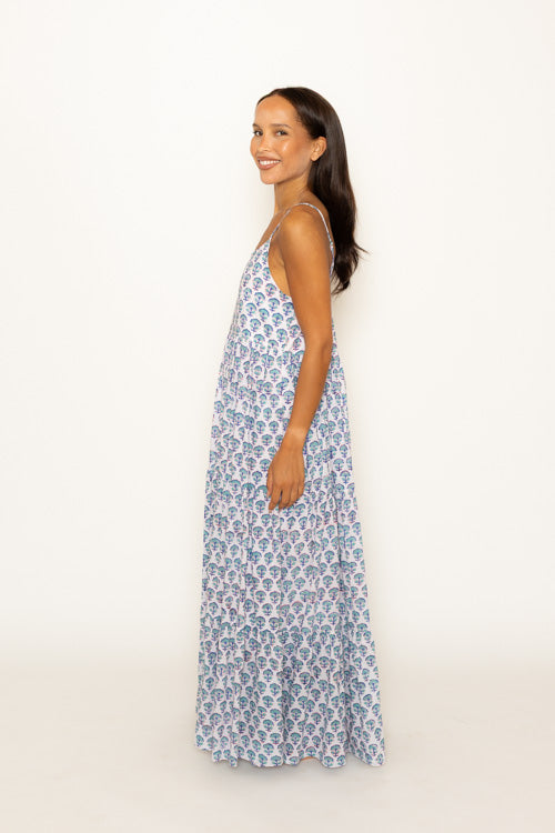 Mae Dress Balearic Sea Block