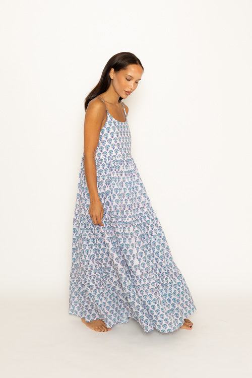 Mae Dress Balearic Sea Block