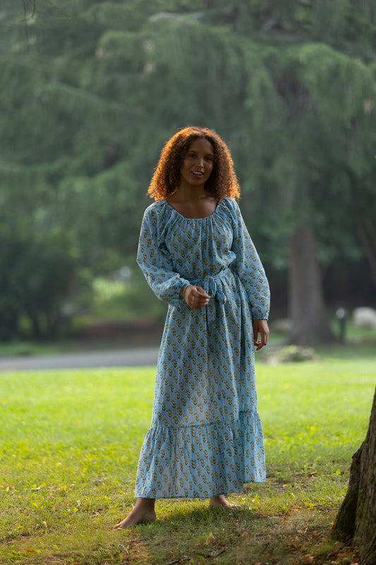 The Raven Gown - Hand Block Print Dress