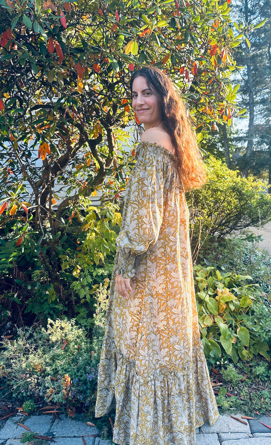 The Harbor Gown - Organic Cotton Hand Block Print Dress