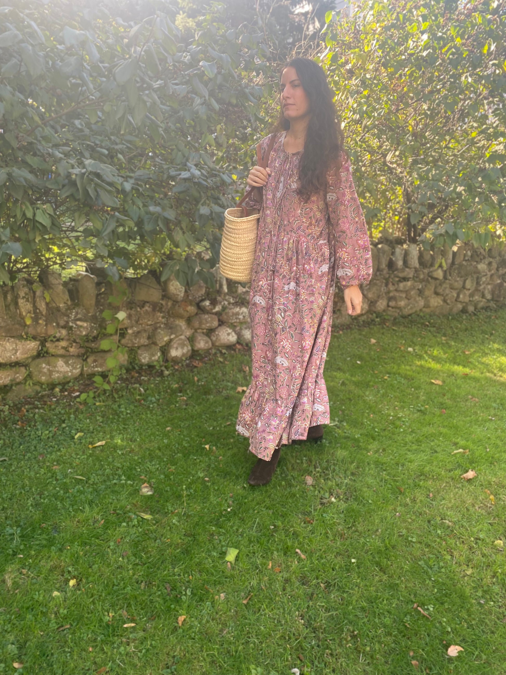 The Frances Dress Cacao Block - Hand Block Print