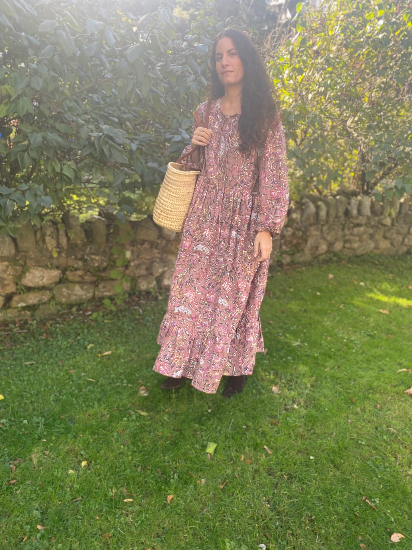 The Frances Dress Cacao Block - Hand Block Print