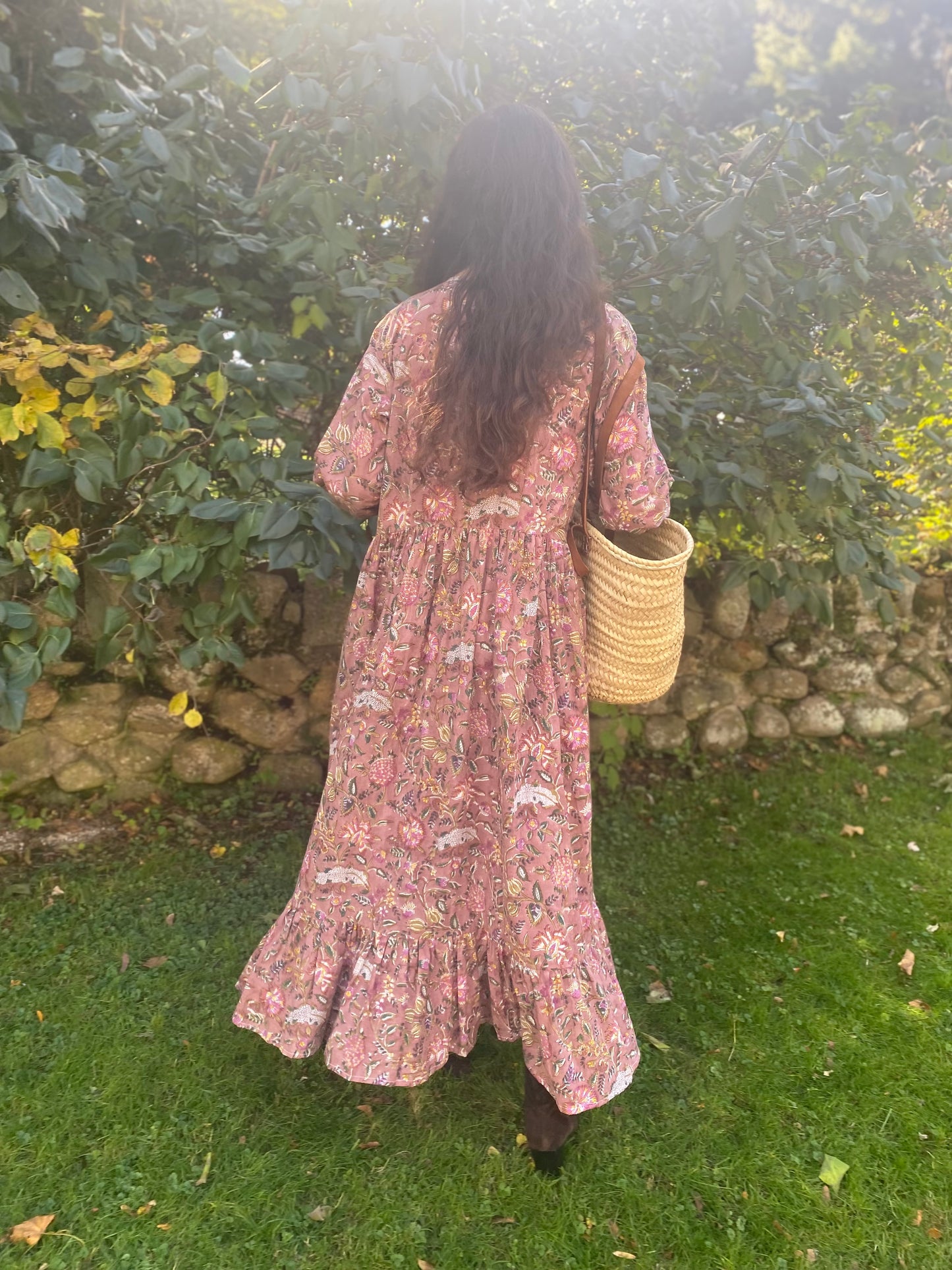 The Frances Dress Cacao Block - Hand Block Print