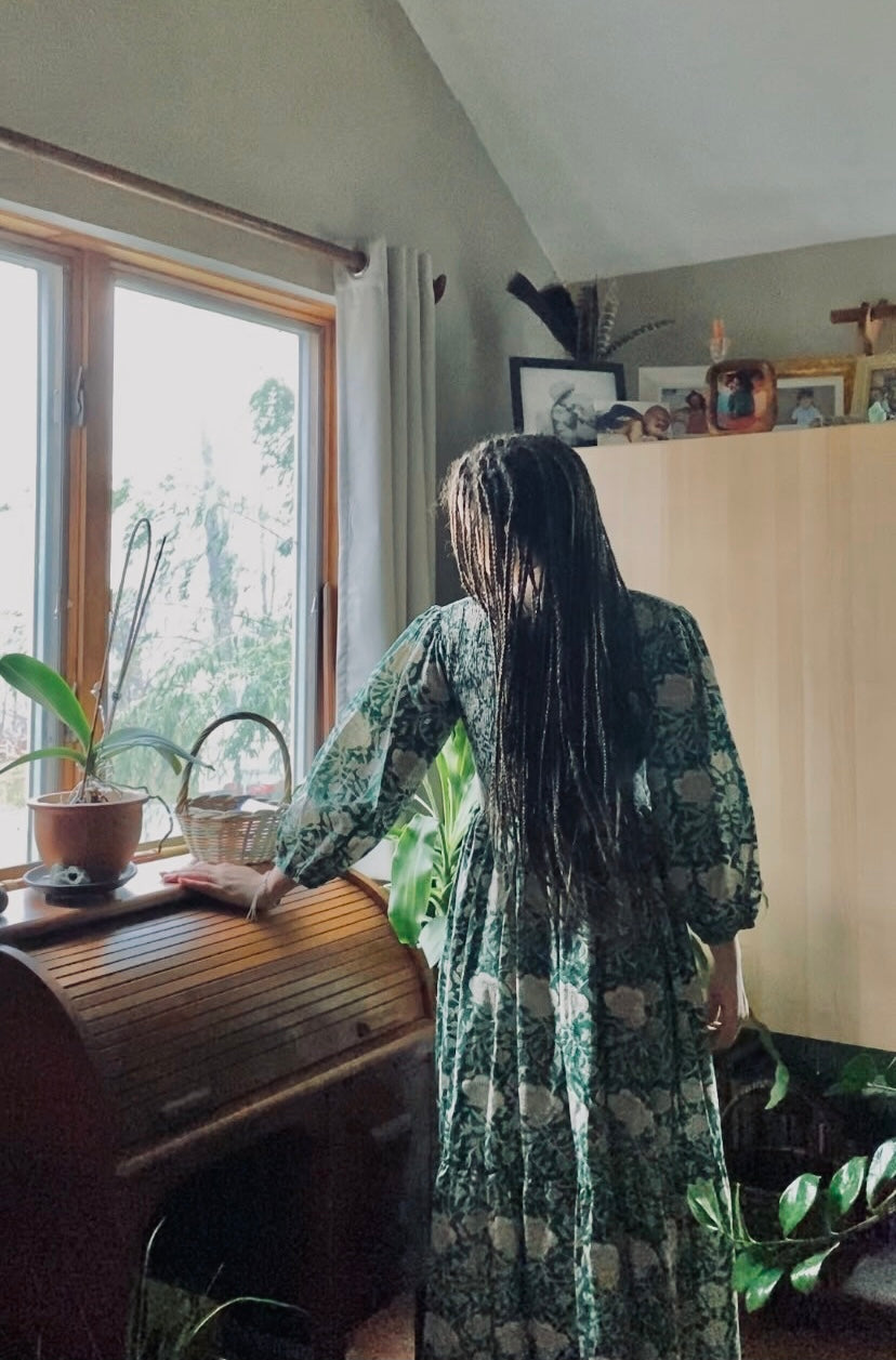 The Isaura Dress Evergreen Block - Hand Block Print Dress