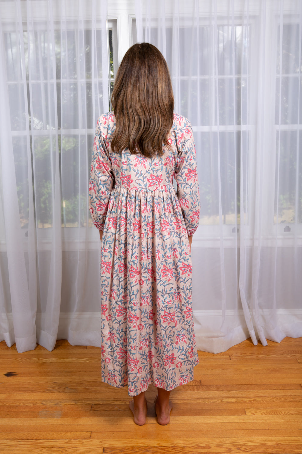 The Organic Raya Gown Fawn Garden Block