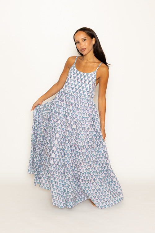 Mae Dress Balearic Sea Block