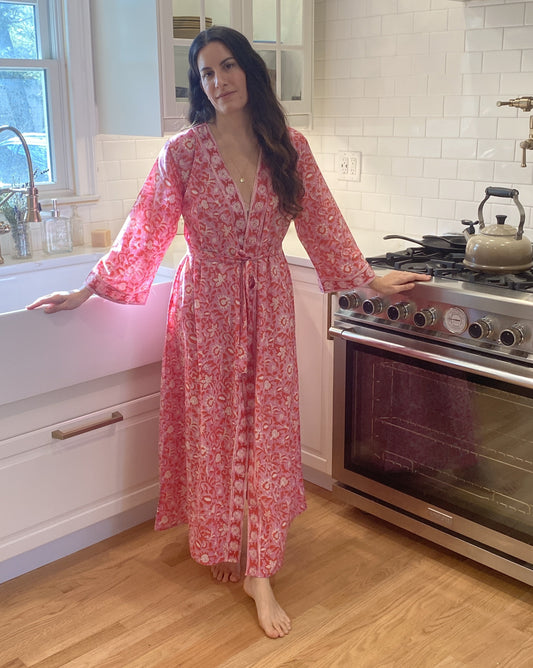 Catherine Maxi Robe - Hand Block Print - Ethically Made - Slow Fashion